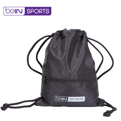 black drawstring bag